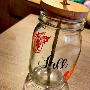Custom made 16oz fall glass mason jar